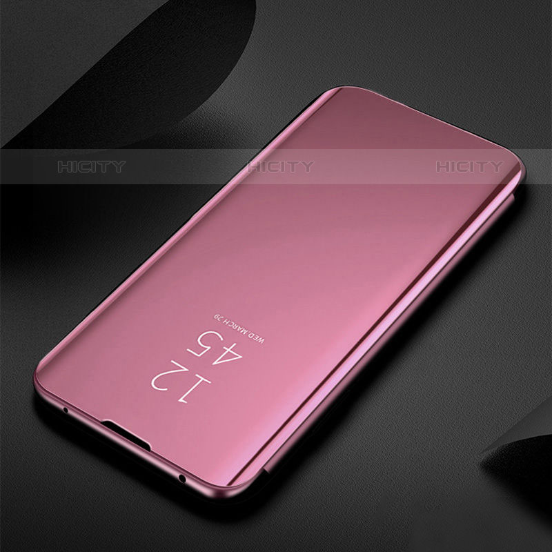 Coque Portefeuille Livre Cuir Miroir Housse Etui Clapet L01 pour Oppo F19 Pro Or Rose Plus