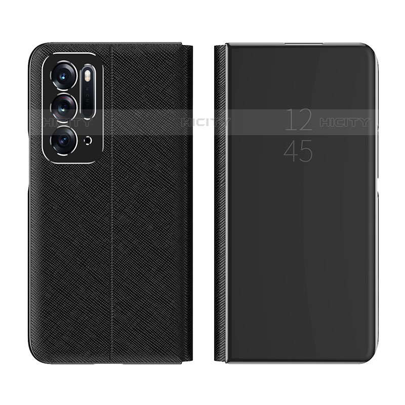 Coque Portefeuille Livre Cuir Miroir Housse Etui Clapet L01 pour Oppo Find N 5G Noir Plus