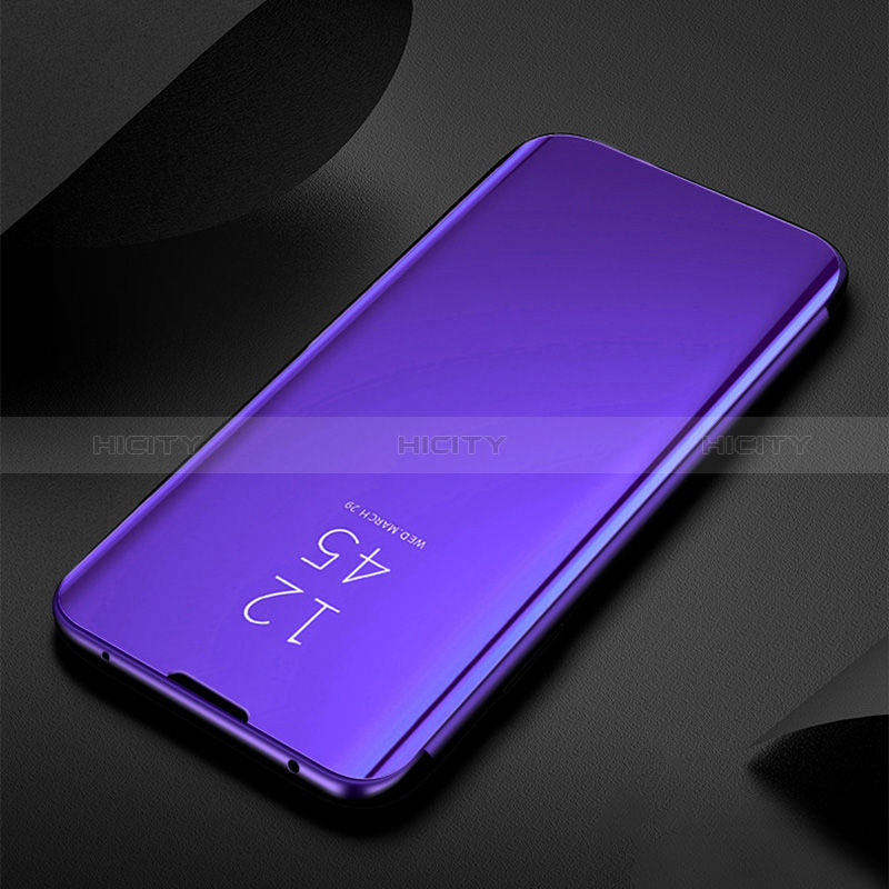 Coque Portefeuille Livre Cuir Miroir Housse Etui Clapet L01 pour Samsung Galaxy A30S Bleu Royal Plus