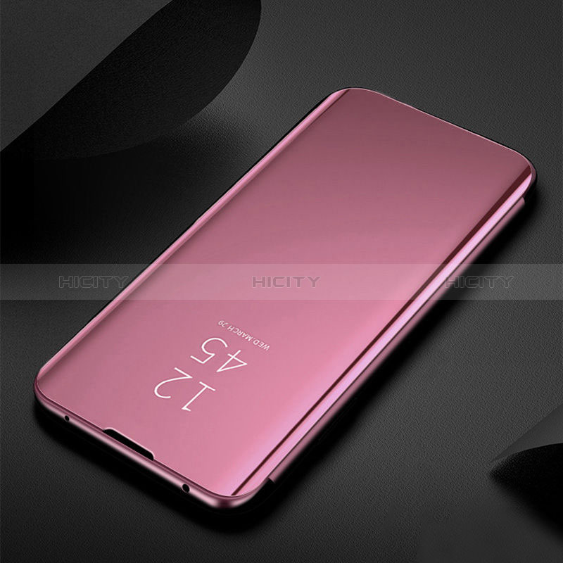 Coque Portefeuille Livre Cuir Miroir Housse Etui Clapet L01 pour Samsung Galaxy A50S Or Rose Plus
