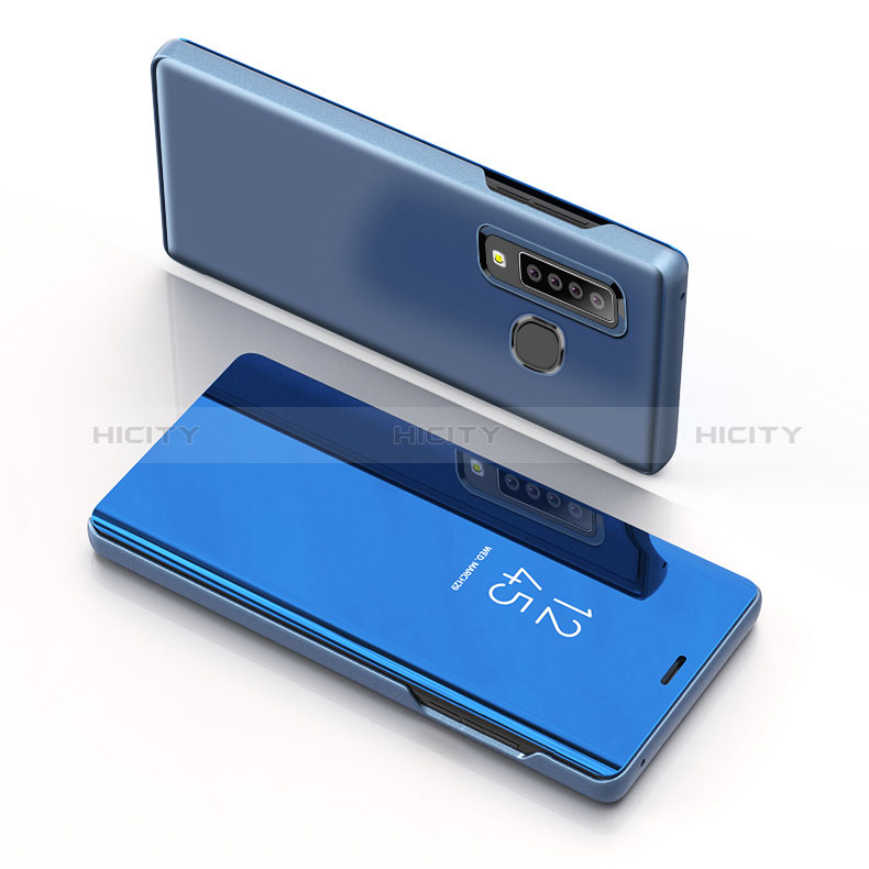 Coque Portefeuille Livre Cuir Miroir Housse Etui Clapet L01 pour Samsung Galaxy A9 (2018) A920 Bleu Plus