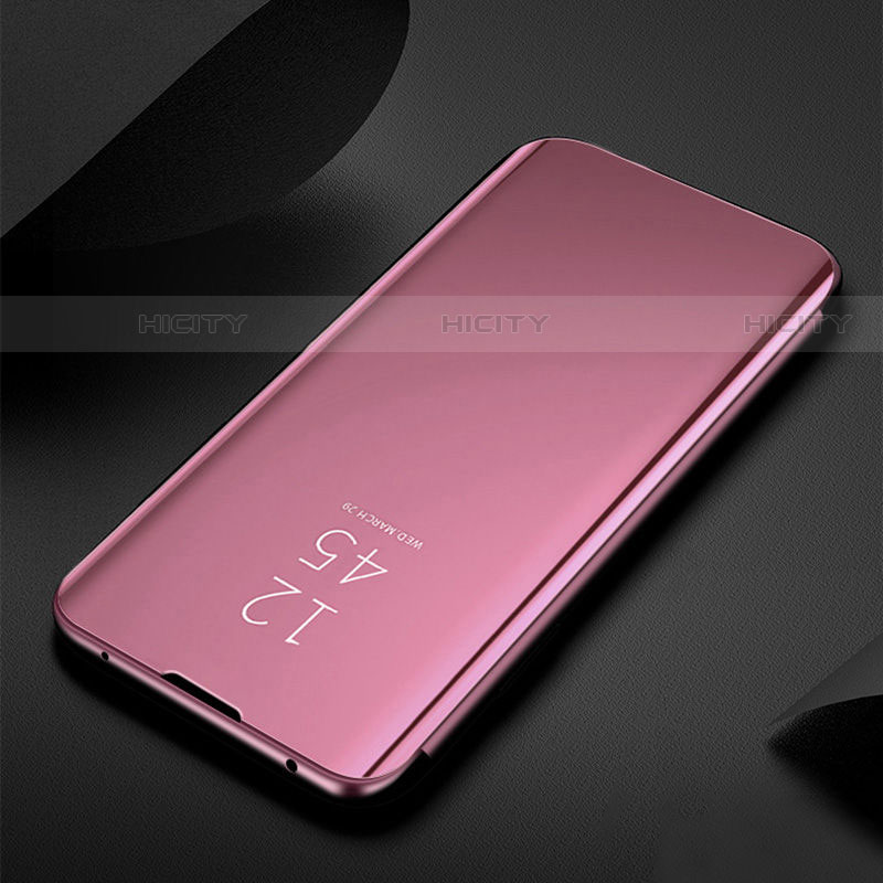 Coque Portefeuille Livre Cuir Miroir Housse Etui Clapet L01 pour Samsung Galaxy S21 FE 5G Or Rose Plus