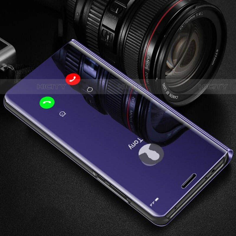 Coque Portefeuille Livre Cuir Miroir Housse Etui Clapet L01 pour Xiaomi Mi 10T Pro 5G Violet Plus