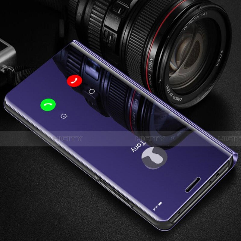 Coque Portefeuille Livre Cuir Miroir Housse Etui Clapet L02 pour Huawei Honor 9X Violet Plus