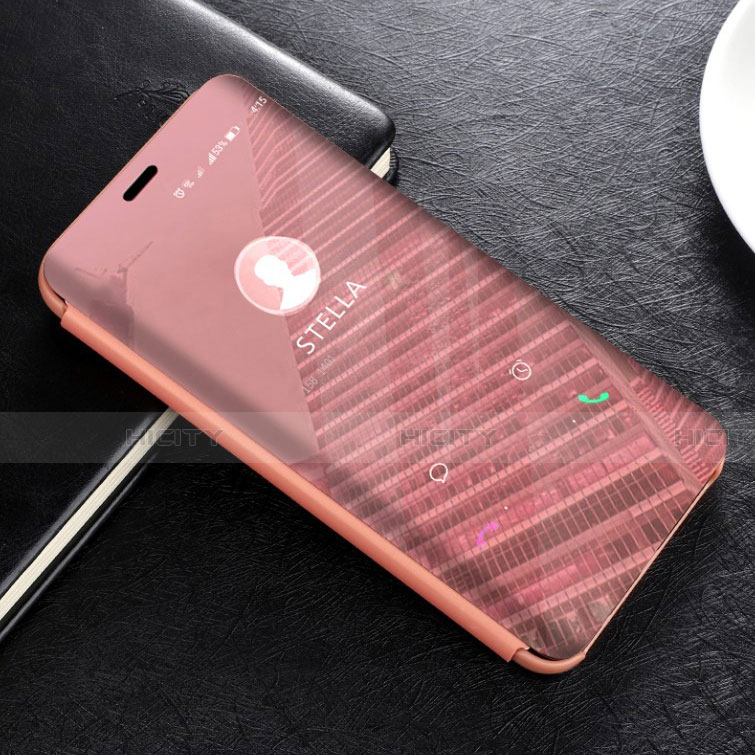 Coque Portefeuille Livre Cuir Miroir Housse Etui Clapet L02 pour Huawei Mate 20 Lite Or Rose Plus