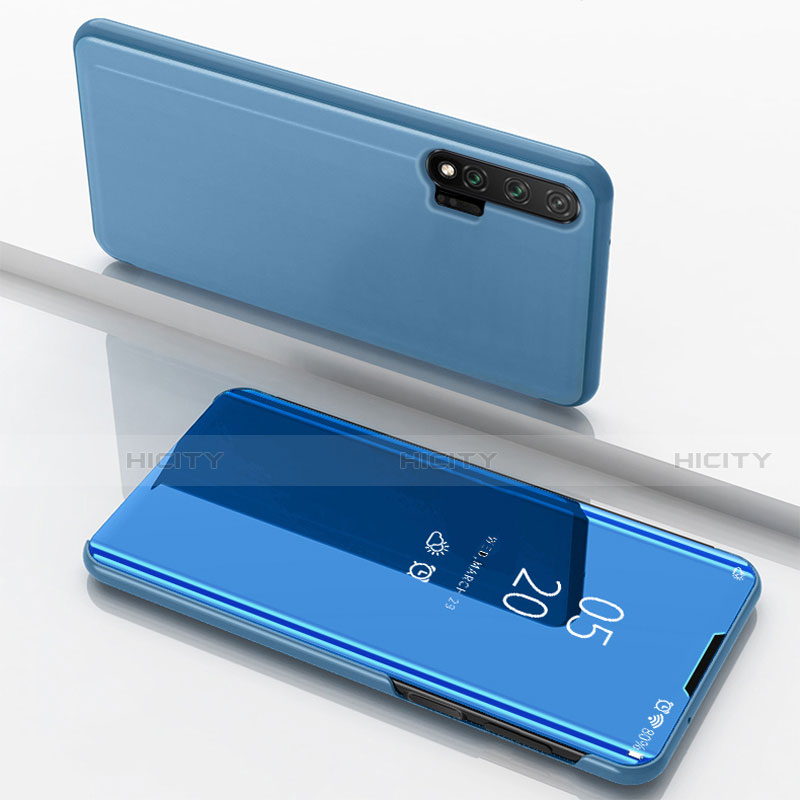 Coque Portefeuille Livre Cuir Miroir Housse Etui Clapet L02 pour Huawei Nova 6 Bleu Ciel Plus