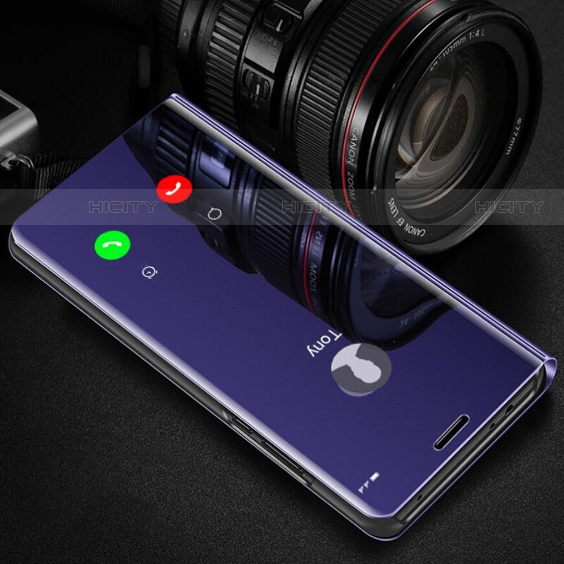 Coque Portefeuille Livre Cuir Miroir Housse Etui Clapet L02 pour Huawei P Smart Pro (2019) Violet Plus