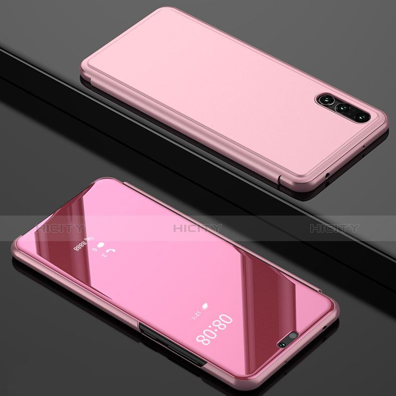 Coque Portefeuille Livre Cuir Miroir Housse Etui Clapet L02 pour Huawei P20 Pro Or Rose Plus