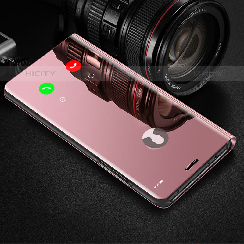 Coque Portefeuille Livre Cuir Miroir Housse Etui Clapet L02 pour Oppo A54 4G Or Rose Plus