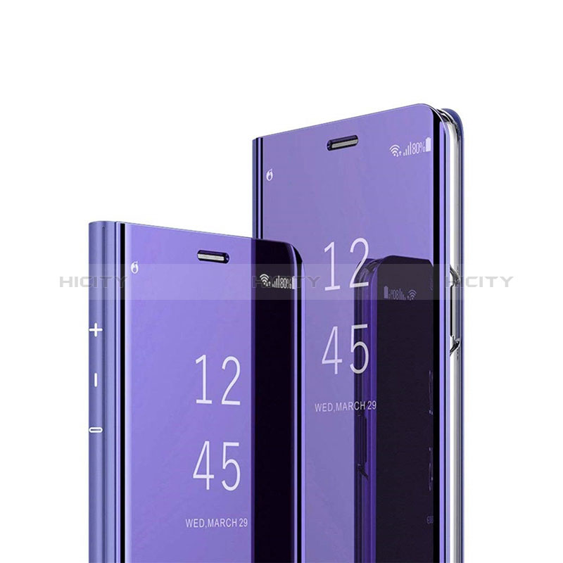 Coque Portefeuille Livre Cuir Miroir Housse Etui Clapet L02 pour Samsung Galaxy A12 Nacho Violet Plus