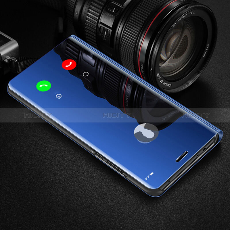 Coque Portefeuille Livre Cuir Miroir Housse Etui Clapet L02 pour Samsung Galaxy A50S Bleu Plus