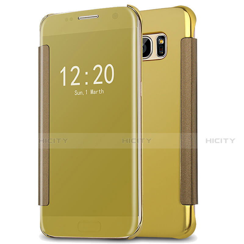 Coque Portefeuille Livre Cuir Miroir Housse Etui Clapet L02 pour Samsung Galaxy S7 Edge G935F Plus