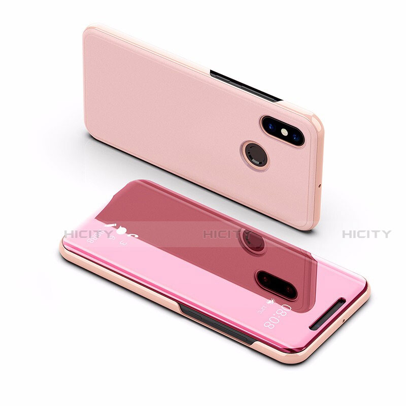 Coque Portefeuille Livre Cuir Miroir Housse Etui Clapet L02 pour Xiaomi Mi Max 3 Or Rose Plus