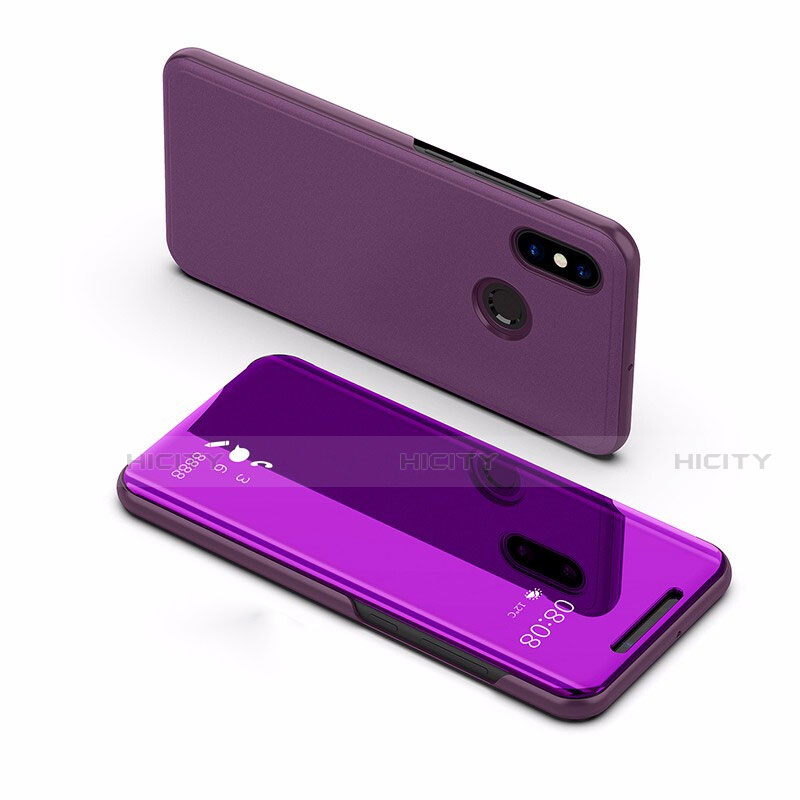 Coque Portefeuille Livre Cuir Miroir Housse Etui Clapet L02 pour Xiaomi Mi Max 3 Violet Plus