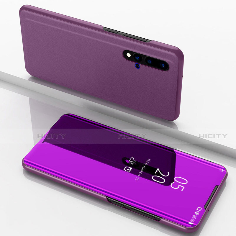 Coque Portefeuille Livre Cuir Miroir Housse Etui Clapet L03 pour Huawei Nova 5 Pro Violet Plus