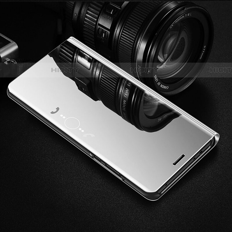 Coque Portefeuille Livre Cuir Miroir Housse Etui Clapet L03 pour Samsung Galaxy F23 5G Argent Plus