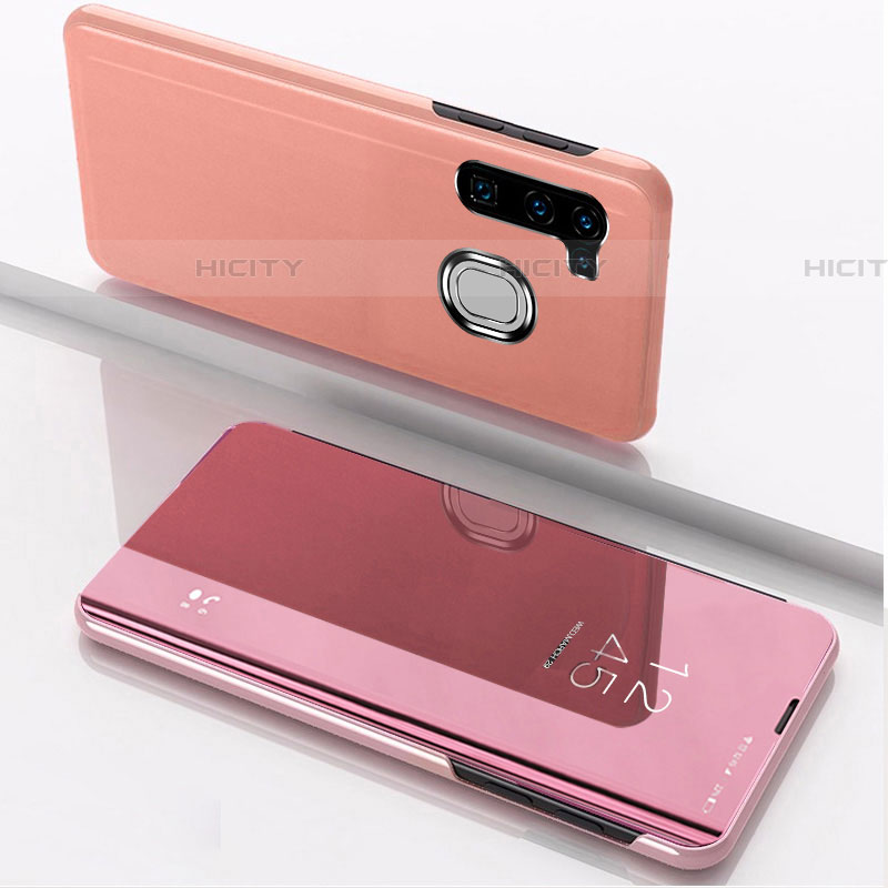 Coque Portefeuille Livre Cuir Miroir Housse Etui Clapet L04 pour Samsung Galaxy A21 European Or Rose Plus