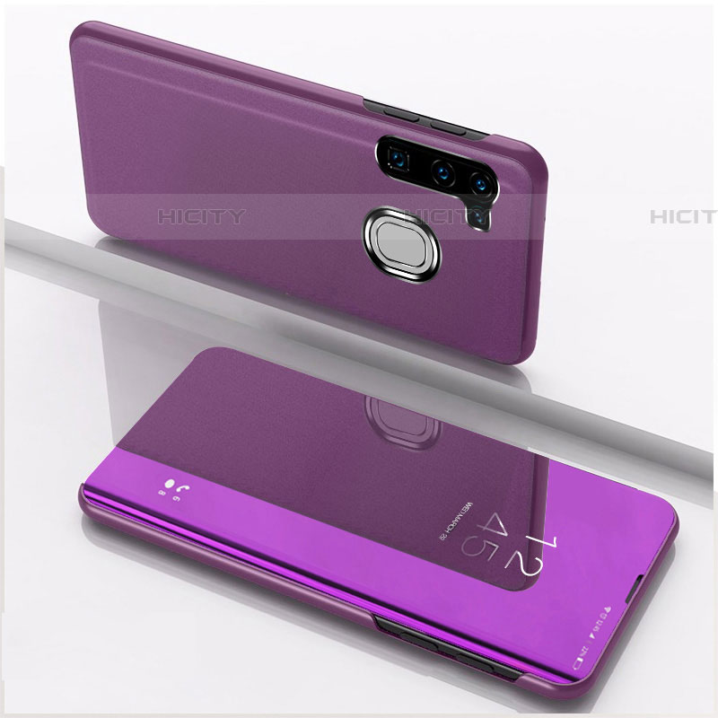 Coque Portefeuille Livre Cuir Miroir Housse Etui Clapet L04 pour Samsung Galaxy A21 European Violet Plus