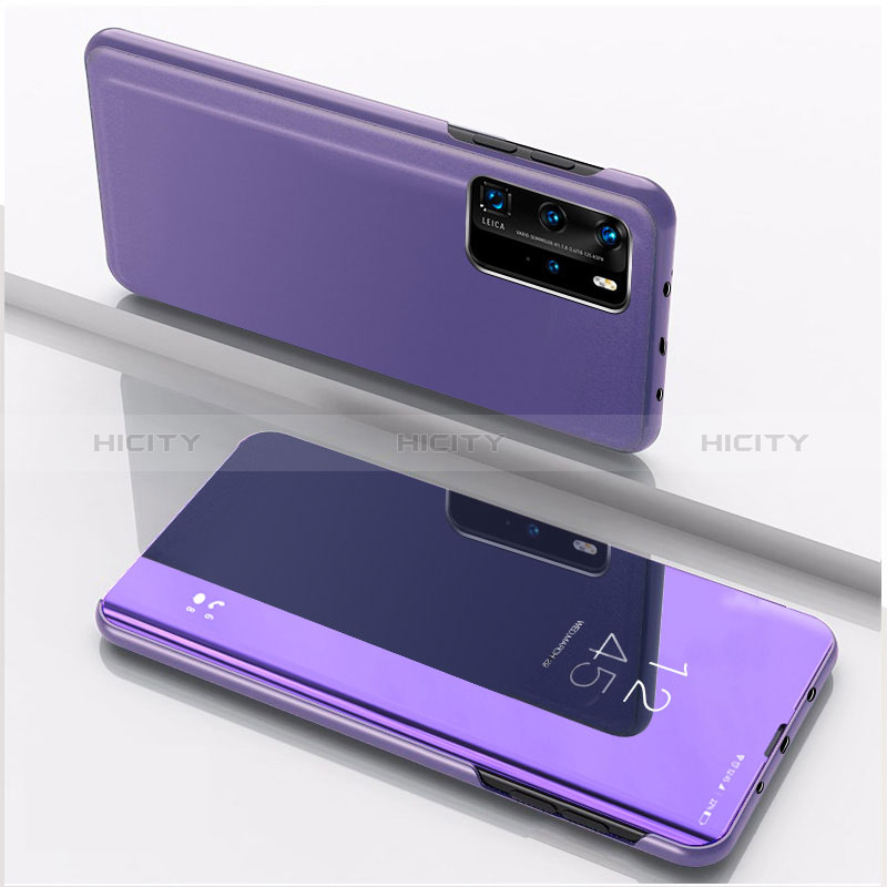 Coque Portefeuille Livre Cuir Miroir Housse Etui Clapet L04 pour Xiaomi Mi 10T 5G Violet Clair Plus