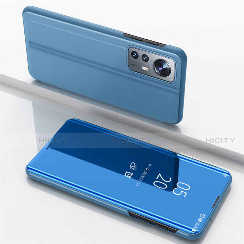 Coque Portefeuille Livre Cuir Miroir Housse Etui Clapet L04 pour Xiaomi Mi 12 5G Bleu Plus