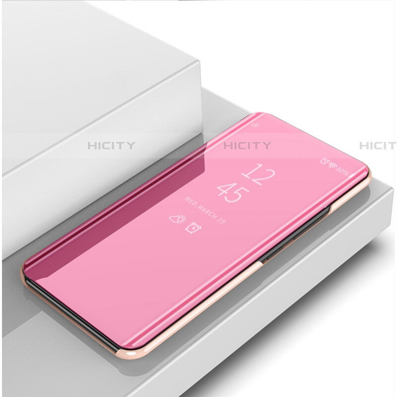 Coque Portefeuille Livre Cuir Miroir Housse Etui Clapet M01 pour Oppo RX17 Pro Or Rose Plus