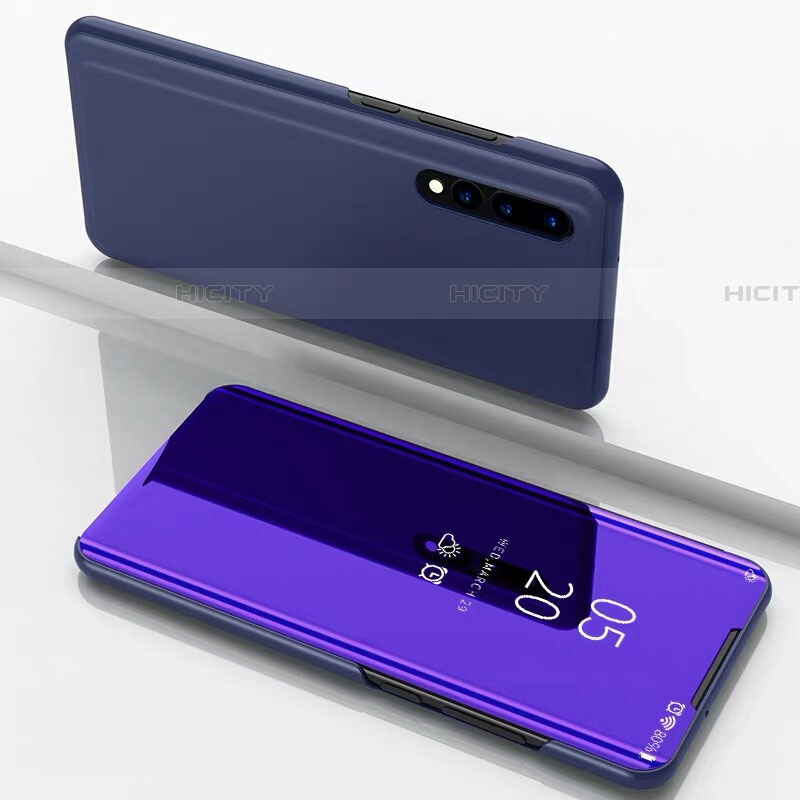 Coque Portefeuille Livre Cuir Miroir Housse Etui Clapet M01 pour Samsung Galaxy A70 Violet Plus