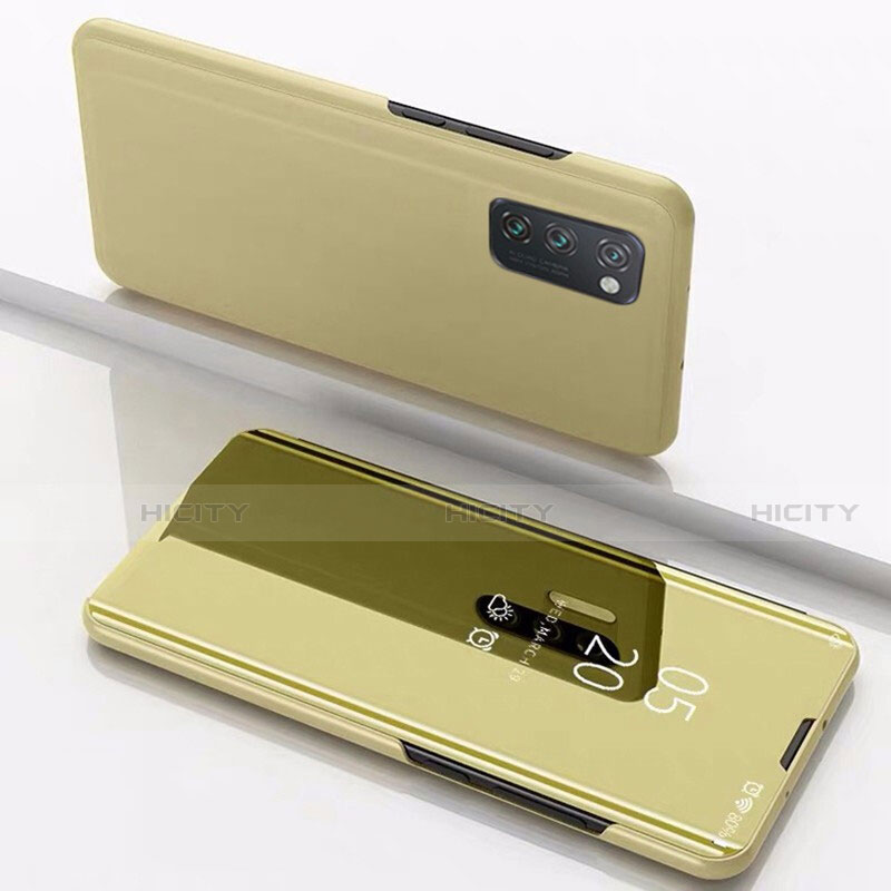 Coque Portefeuille Livre Cuir Miroir Housse Etui Clapet M02 pour Huawei Honor V30 Pro 5G Or Plus