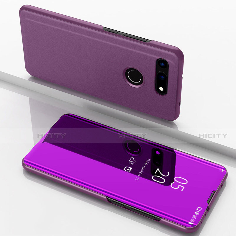 Coque Portefeuille Livre Cuir Miroir Housse Etui Clapet M03 pour Huawei Honor V20 Violet Plus