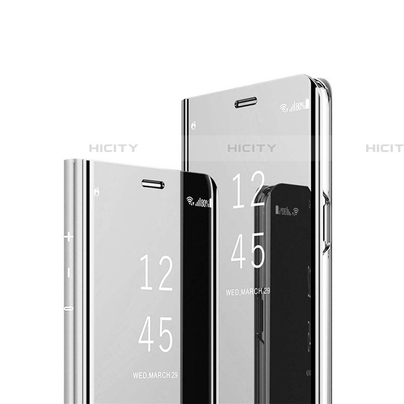 Coque Portefeuille Livre Cuir Miroir Housse Etui Clapet M03 pour Samsung Galaxy A70S Argent Plus