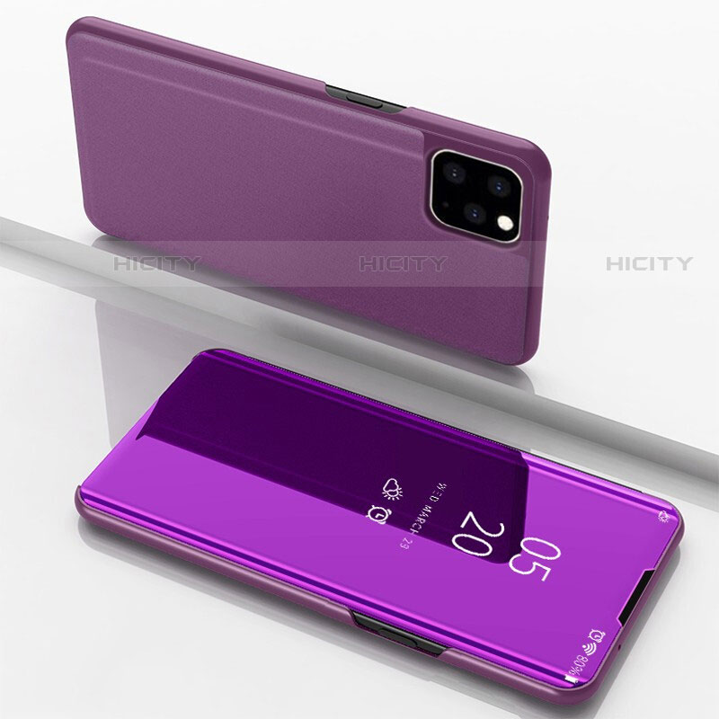 Coque Portefeuille Livre Cuir Miroir Housse Etui Clapet pour Apple iPhone 11 Pro Max Violet Plus