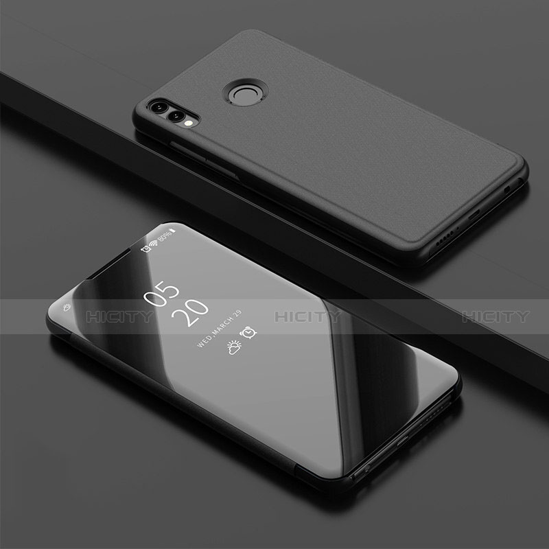 Coque Portefeuille Livre Cuir Miroir Housse Etui Clapet pour Huawei Enjoy 9 Plus Noir Plus