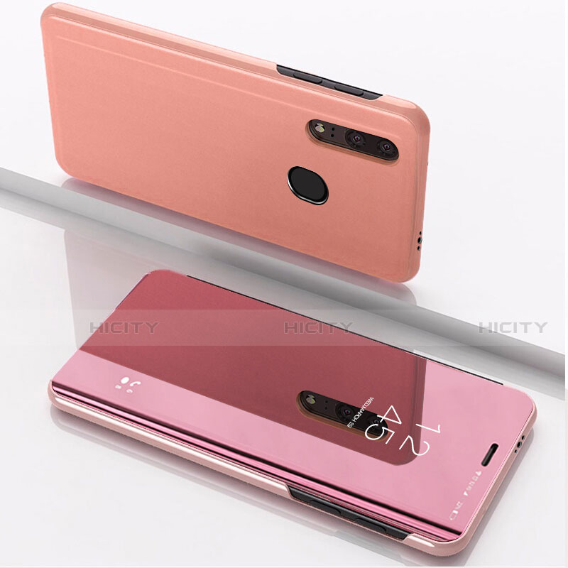 Coque Portefeuille Livre Cuir Miroir Housse Etui Clapet pour Huawei Honor 10i Or Rose Plus