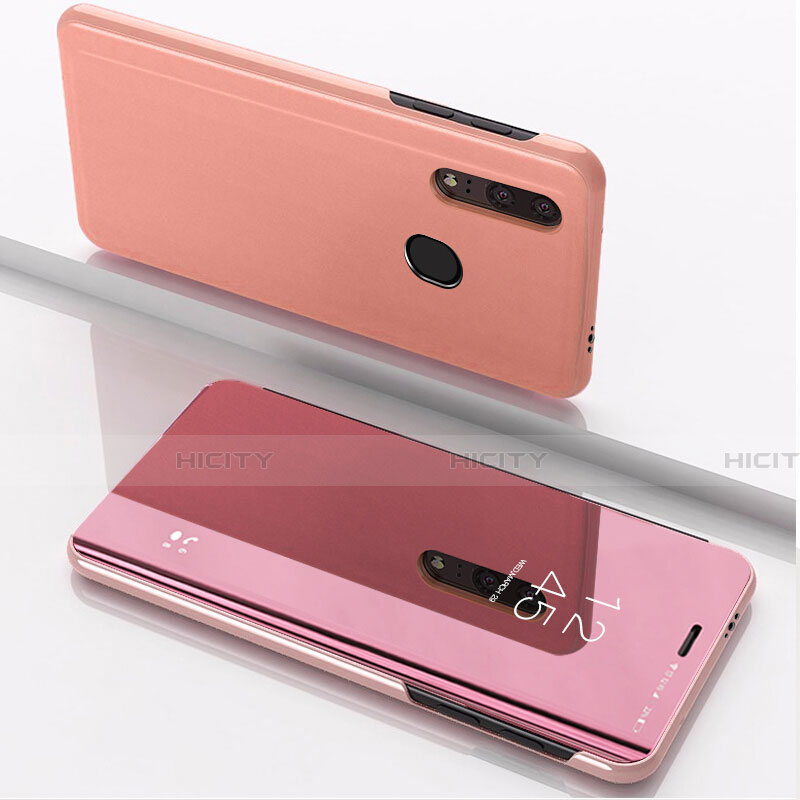 Coque Portefeuille Livre Cuir Miroir Housse Etui Clapet pour Huawei Honor 20E Or Rose Plus