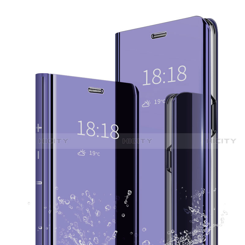 Coque Portefeuille Livre Cuir Miroir Housse Etui Clapet pour Huawei Honor 9 Lite Violet Plus