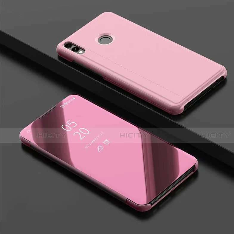 Coque Portefeuille Livre Cuir Miroir Housse Etui Clapet pour Huawei Honor V10 Lite Or Rose Plus