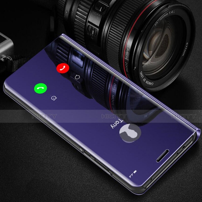 Coque Portefeuille Livre Cuir Miroir Housse Etui Clapet pour Huawei Honor View 30 Pro 5G Violet Plus