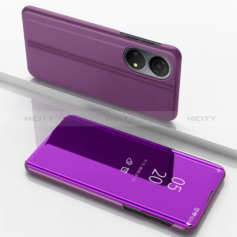 Coque Portefeuille Livre Cuir Miroir Housse Etui Clapet pour Huawei Honor X7 Violet Plus