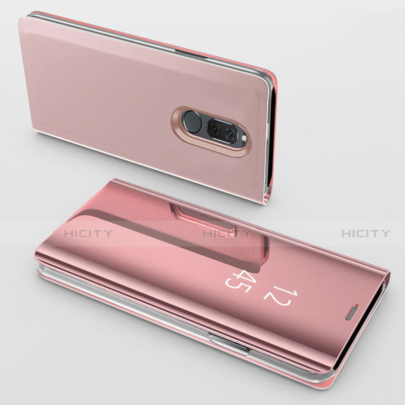 Coque Portefeuille Livre Cuir Miroir Housse Etui Clapet pour Huawei Mate 10 Lite Or Rose Plus