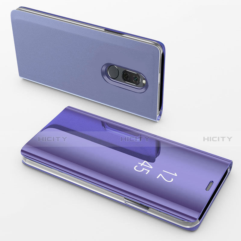 Coque Portefeuille Livre Cuir Miroir Housse Etui Clapet pour Huawei Mate 10 Lite Violet Plus