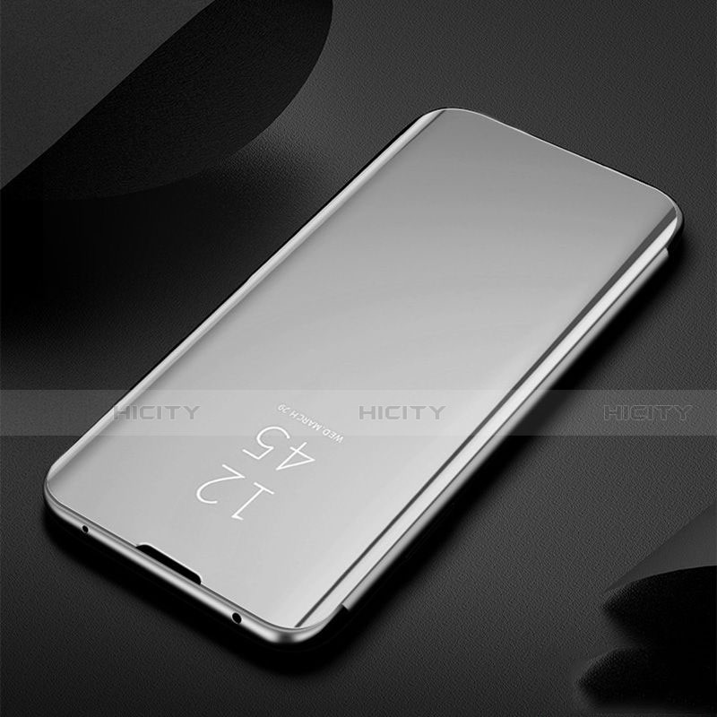 Coque Portefeuille Livre Cuir Miroir Housse Etui Clapet pour Huawei Nova 6 Argent Plus