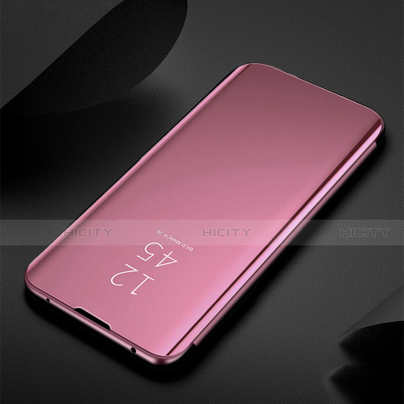 Coque Portefeuille Livre Cuir Miroir Housse Etui Clapet pour Huawei Nova 6 Or Rose Plus