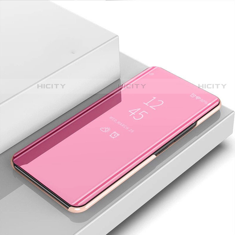 Coque Portefeuille Livre Cuir Miroir Housse Etui Clapet pour Huawei P Smart Pro (2019) Or Rose Plus