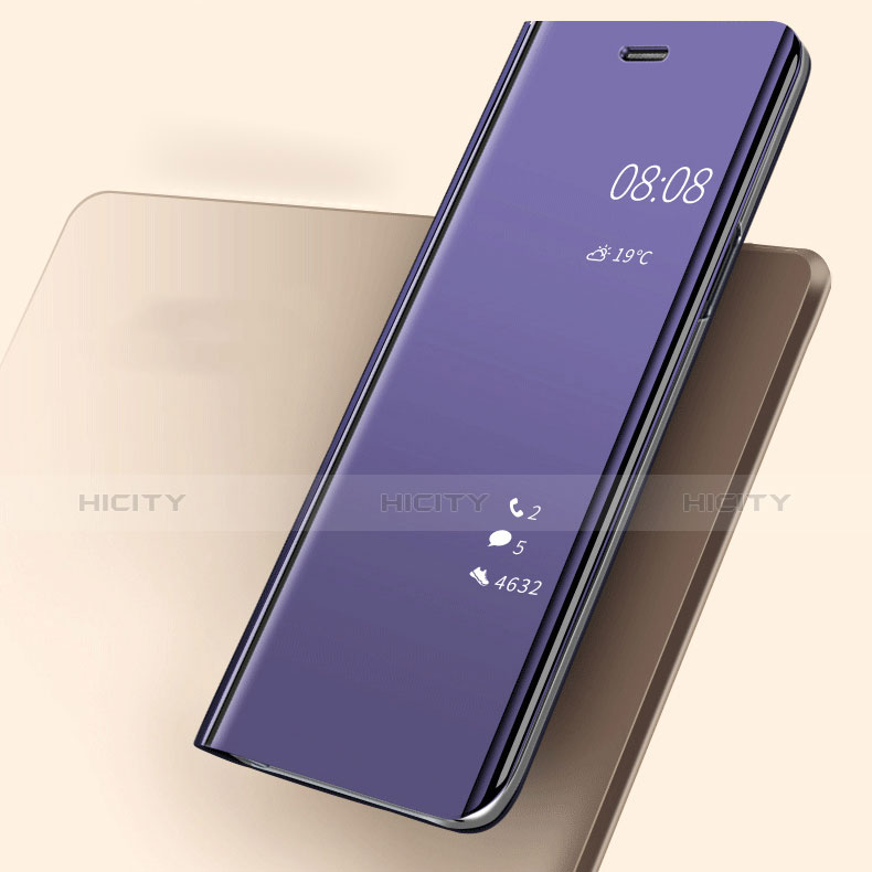 Coque Portefeuille Livre Cuir Miroir Housse Etui Clapet pour Huawei P20 Violet Plus