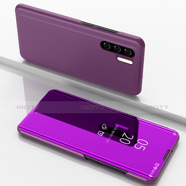 Coque Portefeuille Livre Cuir Miroir Housse Etui Clapet pour Huawei P30 Pro Violet Plus