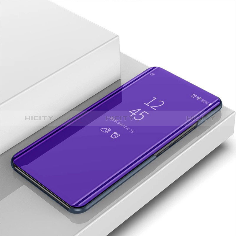 Coque Portefeuille Livre Cuir Miroir Housse Etui Clapet pour OnePlus 9 5G Violet Plus