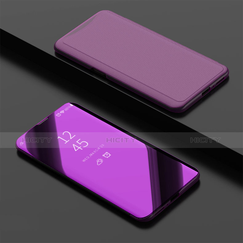 Coque Portefeuille Livre Cuir Miroir Housse Etui Clapet pour Oppo Find X Super Flash Edition Violet Plus