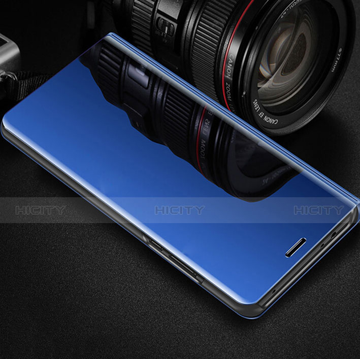 Coque Portefeuille Livre Cuir Miroir Housse Etui Clapet pour Oppo R17 Pro Bleu Plus