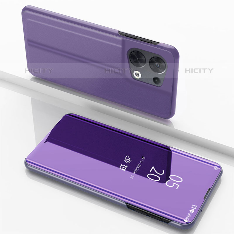 Coque Portefeuille Livre Cuir Miroir Housse Etui Clapet pour Oppo Reno9 Pro 5G Bleu Royal Plus