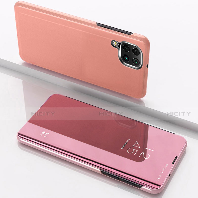 Coque Portefeuille Livre Cuir Miroir Housse Etui Clapet pour Samsung Galaxy A12 Or Rose Plus