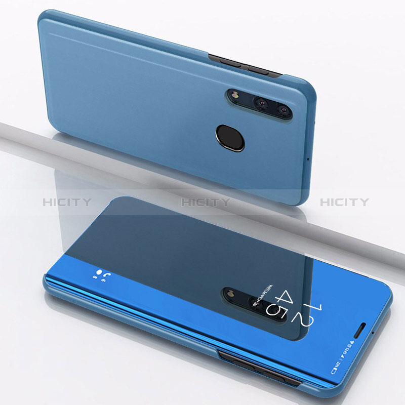 Coque Portefeuille Livre Cuir Miroir Housse Etui Clapet pour Samsung Galaxy A20 Bleu Plus